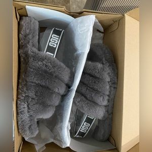 Women UGG Fluff Yeah Slippers Grey